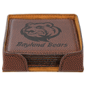 Football 4" x 4" Square Laserable Leatherette 6-Coaster Set