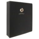 Black/Gold 11" x 11 1/2" Laserable Leatherette 3 Ring Binder with 2" Slant D Rings