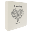 White/Black 11" x 11 1/2" Laserable Leatherette 3 Ring Binder with 2" Slant D Rings