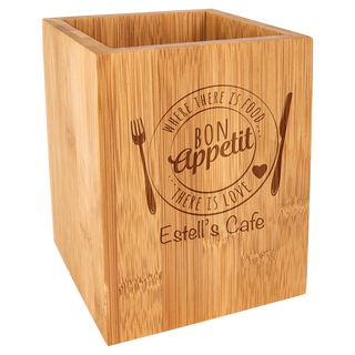 4 1/4" x 6" Bamboo Utensil Holder