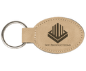 Light Brown 3" x 1 3/4" Laserable Leatherette Oval Keychain