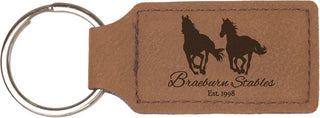 Dark Brown 2 3/4" x 1 1/4" Laserable Leatherette Rectangle Keychain