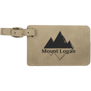 Light Brown 4 1/4" x 2 3/4" Laserable Leatherette Luggage Tag