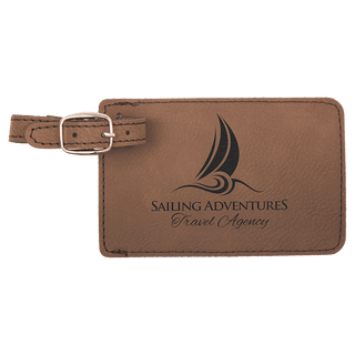Dark Brown 4 1/4" x 2 3/4" Laserable Leatherette Luggage Tag