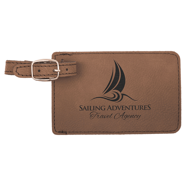 Dark Brown 4 1/4" x 2 3/4" Laserable Leatherette Luggage Tag