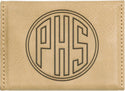 Light Brown 3 3/4" x 2 3/4" Laserable Leatherette Hard Business Card Holder