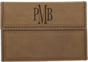 Dark Brown 3 3/4" x 2 3/4" Laserable Leatherette Hard Business Card Holder