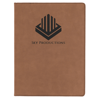 Dark Brown 9 1/2" x 12" Dark Brown Laserable Leatherette Portfolio with Notepad