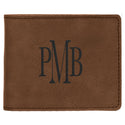 Dark Brown 4 1/2" x 3 1/2" Laserable Leatherette Bifold Wallet