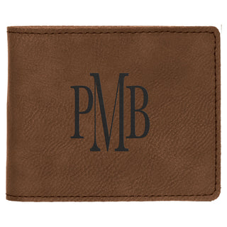 Dark Brown 4 1/2" x 3 1/2" Laserable Leatherette Bifold Wallet