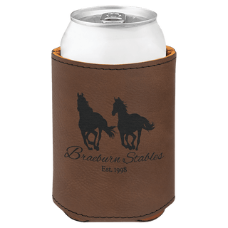Dark Brown 3 3/4" Laserable Leatherette Beverage Holder