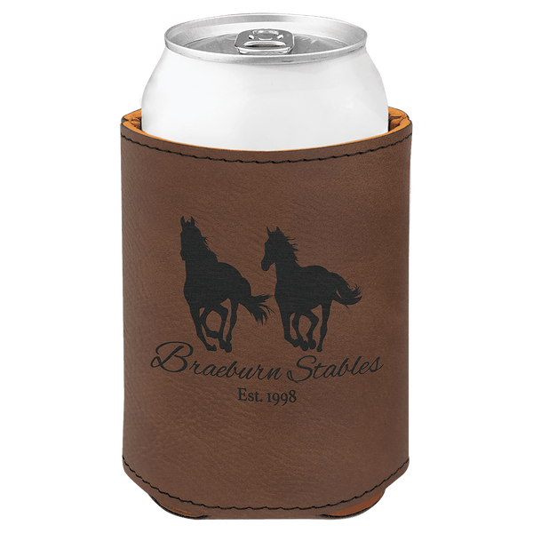 Dark Brown 3 3/4" Laserable Leatherette Beverage Holder