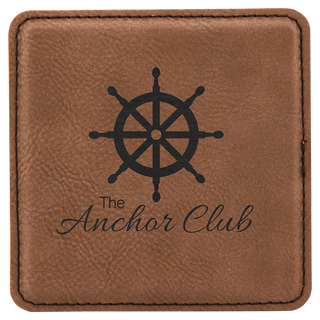 Dark Brown 4" x 4" Square Laserable Leatherette Coaster
