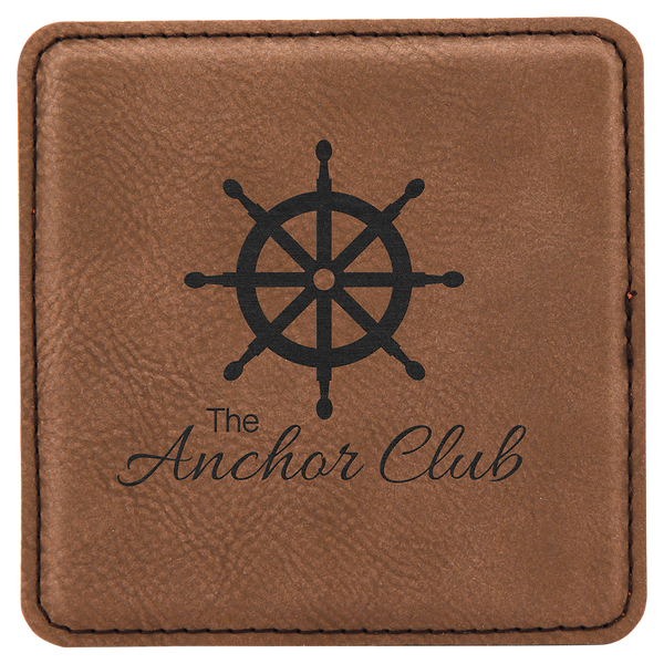 Dark Brown 4" x 4" Square Laserable Leatherette Coaster