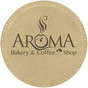 Light Brown 4" Round Laserable Leatherette Coaster