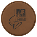Dark Brown 4" Round Laserable Leatherette Coaster
