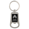 Silver/Black 2 1/8" Laserable Bottle Opener Keychain