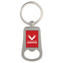 Silver/Red 2 1/8" Laserable Bottle Opener Keychain