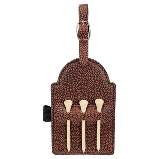 5" x 3 1/4" Football Laserable Leatherette Golf Bag Tag with 3 Wooden Tees