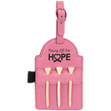 Pink 5" x 3 1/4" Laserable Leatherette Golf Bag Tag with 3 Wooden Tees