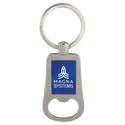 Silver/Blue 2 1/8" Laserable Bottle Opener Keychain