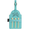 Teal 5" x 3 1/4" Laserable Leatherette Golf Bag Tag with 3 Wooden Tees