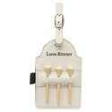 White 5" x 3 1/4" Laserable Leatherette Golf Bag Tag with 3 Wooden Tees