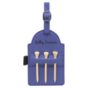 Purple 5" x 3 1/4" Laserable Leatherette Golf Bag Tag with 3 Wooden Tees