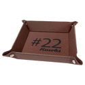 Football Silver 6" x 6" Laserable Leatherette Snap Up Tray with Snaps