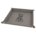 Gray Laserable Leatherette Snap Up Tray with Silver 9" x 9" Snaps