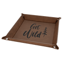 Dark Brown Laserable Leatherette Snap Up Tray with Silver 9" x 9" Snaps
