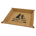 Bamboo Laserable Leatherette Snap Up Tray with Silver 9" x 9" Snaps