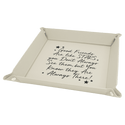 White/Black Laserable Leatherette Snap Up Tray with Silver 9" x 9" Snaps