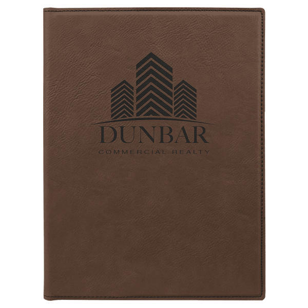Dark Brown 7" x 9" Laserable Leatherette Small Portfolio with Notepad
