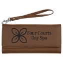 Dark Brown 7 1/2" x 4" Laserable Leatherette Wallet with Strap