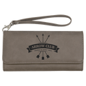 Gray 7 1/2" x 4" Laserable Leatherette Wallet with Strap