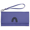 Purple 7 1/2" x 4" Laserable Leatherette Wallet with Strap