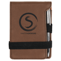 Dark Brown 3 1/4" x 4 3/4" Laserable Leatherette Mini Notepad with Pen