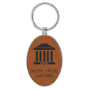 Rawhide 3" x 1 3/4" Laserable Leatherette/Metal Oval Keychain