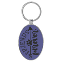Purple 3" x 1 3/4" Laserable Leatherette/Metal Oval Keychain