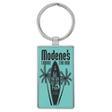 Teal 2 3/4" x 1 1/4" Laserable Leatherette/Metal Rectangle Keychain