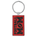Red 2 3/4" x 1 1/4" Laserable Leatherette/Metal Rectangle Keychain