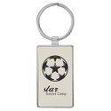 White 2 3/4" x 1 1/4" Laserable Leatherette/Metal Rectangle Keychain
