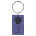Purple 2 3/4" x 1 1/4" Laserable Leatherette/Metal Rectangle Keychain