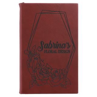 5 1/4" x 8 1/4" Rose Laserable Leatherette Sketch Book with Unlined Notepad