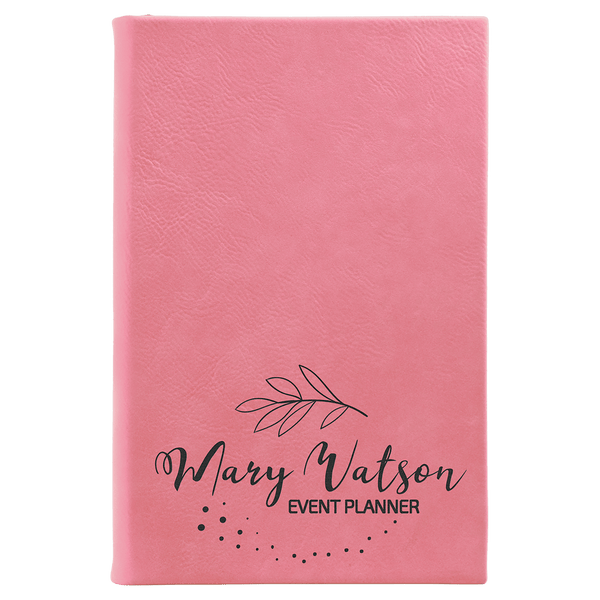 Pink 5 1/4" x 8 1/4" Laserable Leatherette Sketch Book with Unlined Notepad