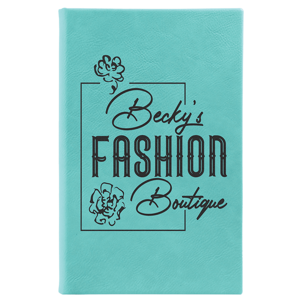 Teal 5 1/4" x 8 1/4" Laserable Leatherette Sketch Book with Unlined Notepad