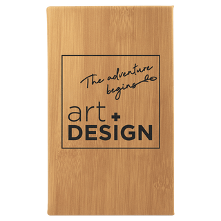 5 1/4" x 8 1/4" Bamboo Laserable Leatherette Sketch Book with Unlined Notepad