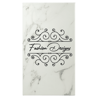5 1/4" x 8 1/4" White Marble Laserable Leatherette Sketch Book with Unlined Notepad