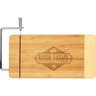 12" x 6" Bamboo Rectangle Cutting Board with Metal Cheese Cutter